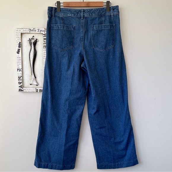 Banana Republic High Rise Wide Leg Pleated Jeans Size 32 14 - Picture 2 of 4